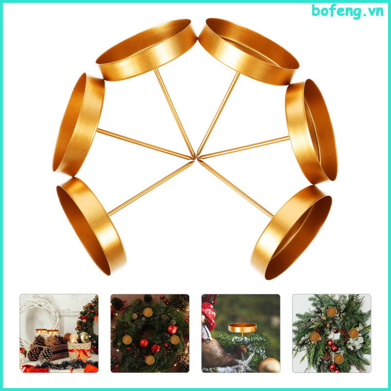 🎄🎅6pcs Iron Holder Nến cho Vòng Hoa Giáng Sinh Bộ Khay Iron để Trưng Bày Nến