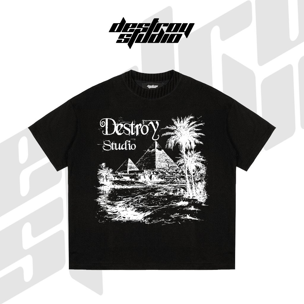 Áo Thun Local Brand DESTROY STUDIO EGYPTIAN LANDSCAPE - Áo Thun Boxy Form Rộng Unisex 250Gsm Cotton