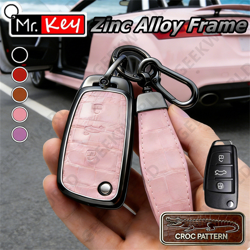 [Mr.Key] Hộp đựng chìa khóa lật họa tiết cá sấu Audi cho C6 A1 A3 Q3 A4 A5 Q5 A6 A7 B6 B7 B8 8P 8V 8
