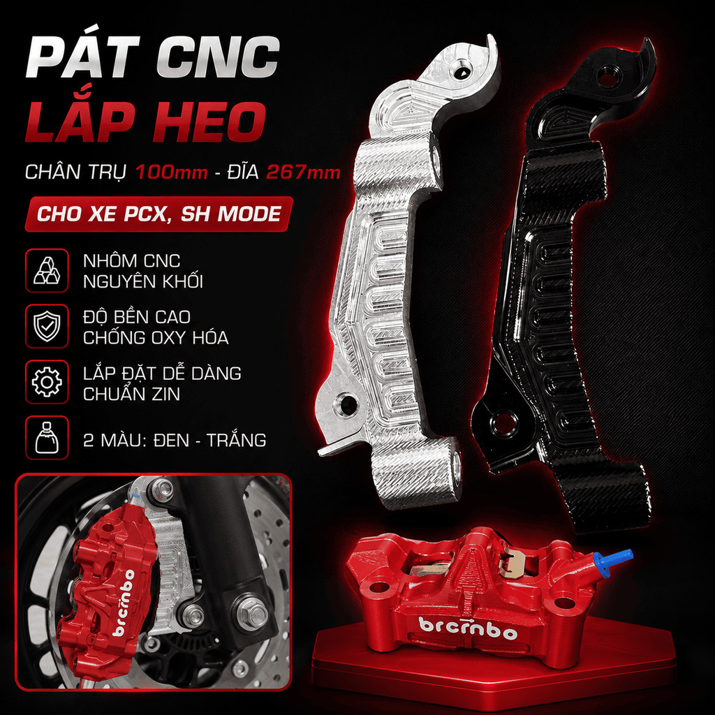 Pát trước SH Mode, PCX lắp heo Trụ chân 100mm đĩa đĩa 267mm_Pát trước PCX, SH Mode chân trụ 100mm
