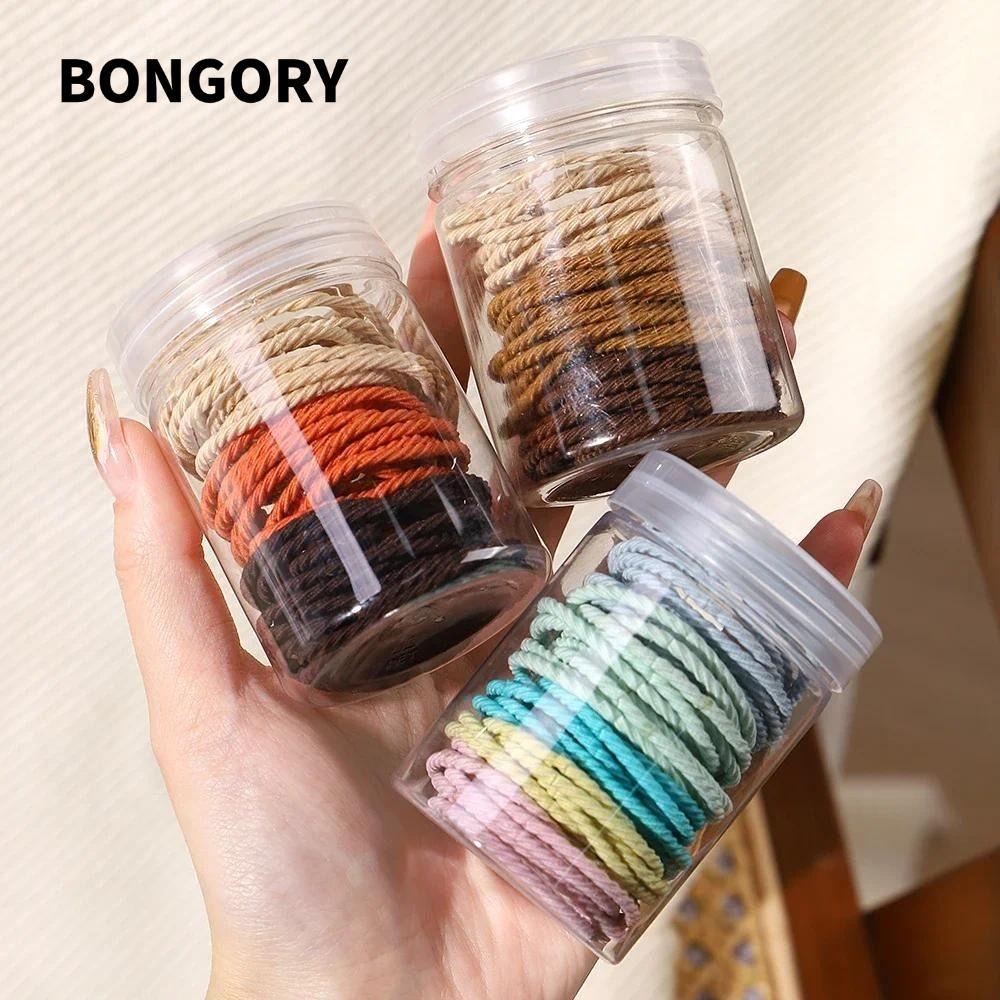 BONGORY 50 Dây Buộc Tóc, Dây Buộc Tóc Màu Kẹo Co Giãn Mạnh Mẽ, Dây Buộc Tóc Twill Thời Trang