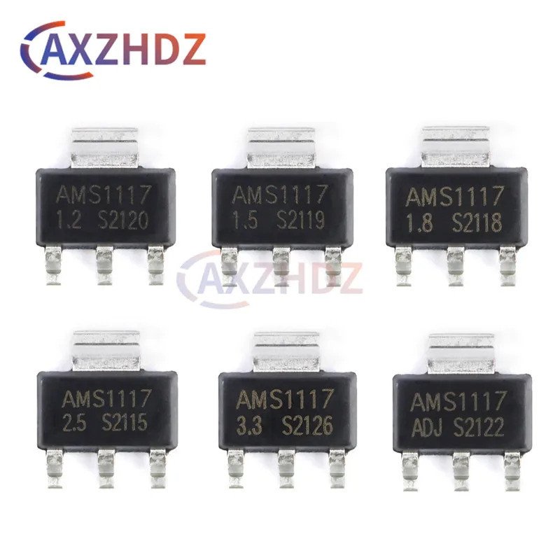 20 CHIẾC AMS1117-3.3 AMS1117-5.0 AMS1117-ADJ 1.2V 1.5V 1.8V 2.5V 3.3V 5V SOT-223 AMS1117 Series 1A B