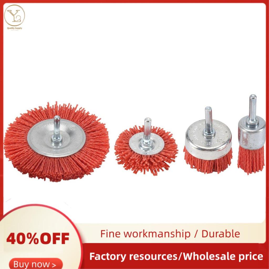 4 Dây Nylon Mài Mòn Dây Cốc Bàn Chải Nylon Đầu Bàn Chải Bộ Dụng Cụ Khoan Xoay Với Chân 1 / 4 Inch