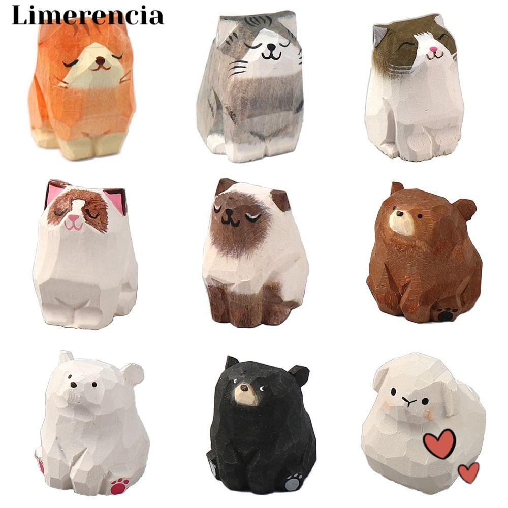 LIMERENCIA Gỗ Gấu Tượng, Khắc Bằng Gỗ Tượng Mèo, Điêu Khắc Trang Trí Nhà Cửa Đồ Chơi Trẻ Em Để Bàn K