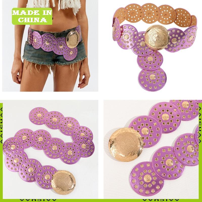 AA Western Cowgirl Style Dây da PU màu sắc tươi sáng Dây thắt lưng Phụ kiện thắt lưng