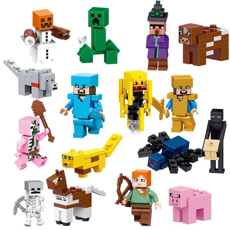 Khối xây dựng Minecraft Minifigure Iron Puppet Steve Minifigure Tool Lắp ráp đồ chơi bé trai 7.8