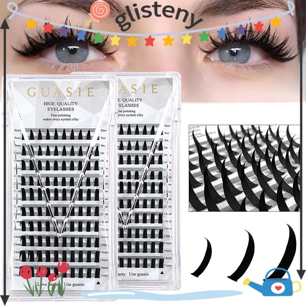 GLISTENY Manga Lông Mi Cụm, Volume Spiky 8-15mm Cụm Mi, 10 Hàng Handmade Baddie Anime C Curl Eye Clu