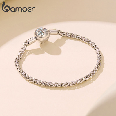 Vòng tay Bamoer 17 19cm Thiết kế cỏ ba lá may mắn Quà tặng trang sức cho nữ
