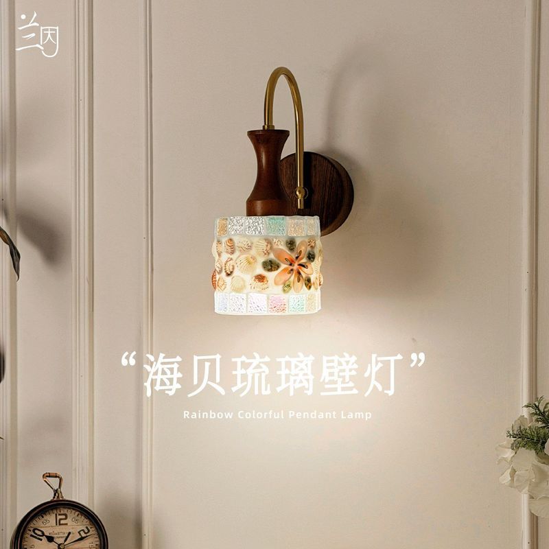 Haibei Kính Treo Tường Phòng Ngủ Retro Đầu Giường Phòng Khách Nền Trang Trí Tường Đèn Khí Quyển Hành
