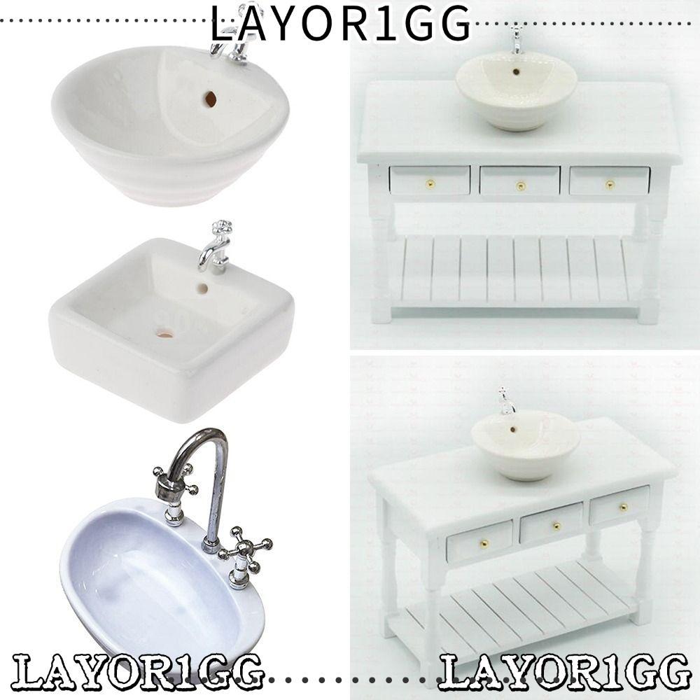 LAYOR1GG Nhà Búp Bê Phòng Tắm Đồ Chơi Cảnh Mô Hình Đạo Cụ Chụp Ảnh Bồn Tắm Chậu Rửa