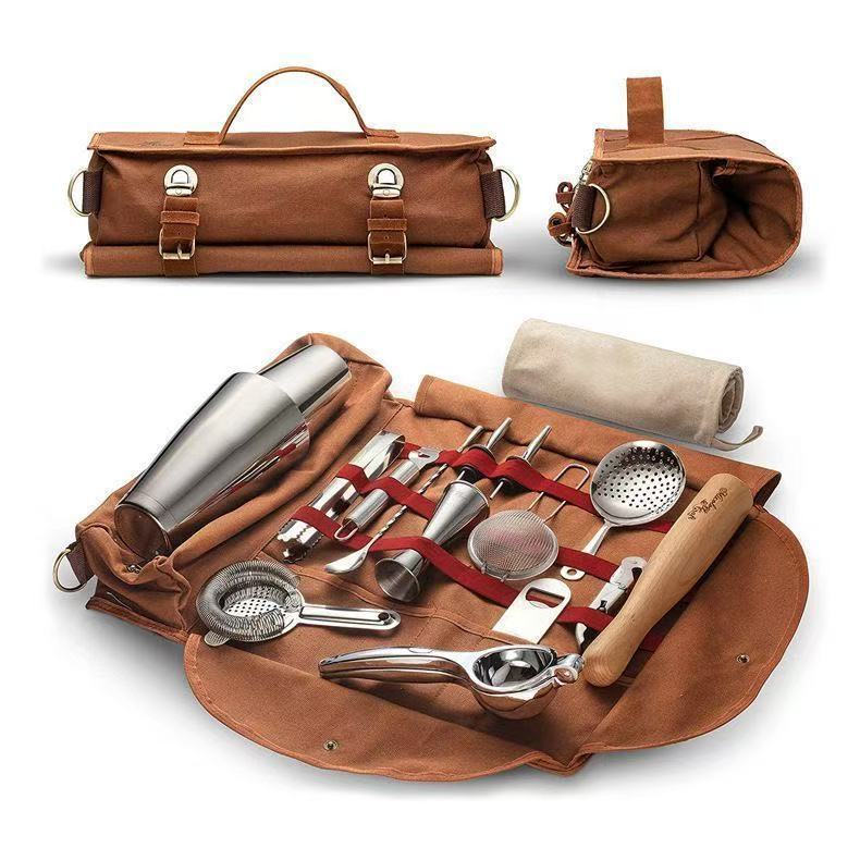 New Product#New Cocktail Tool Bag for Outdoor Camping, Portable Canvas Tool Bag, Single-Shoulder Pro