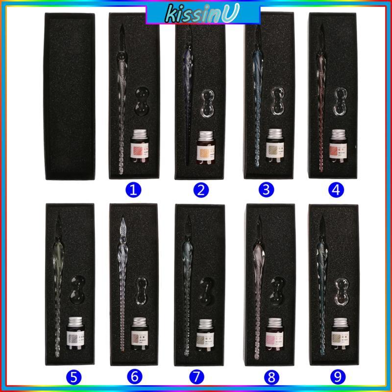 Kiss Handmade Crystal Glass Dip Pen Box Vintage Crystal Pen Ink Set để viết