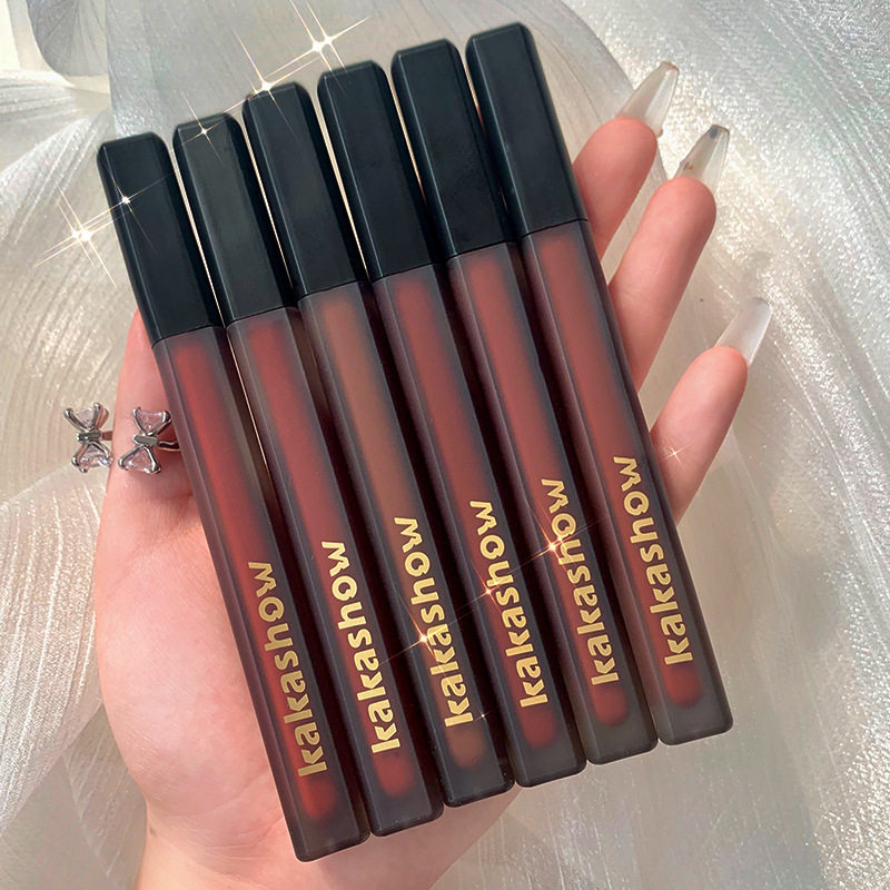 son bóng son bóng chính hãng Kakashow Đen Satin Son Bóng Nhung Matte Lip Gloss Làm Trắng Môi Dưỡng Ẩ