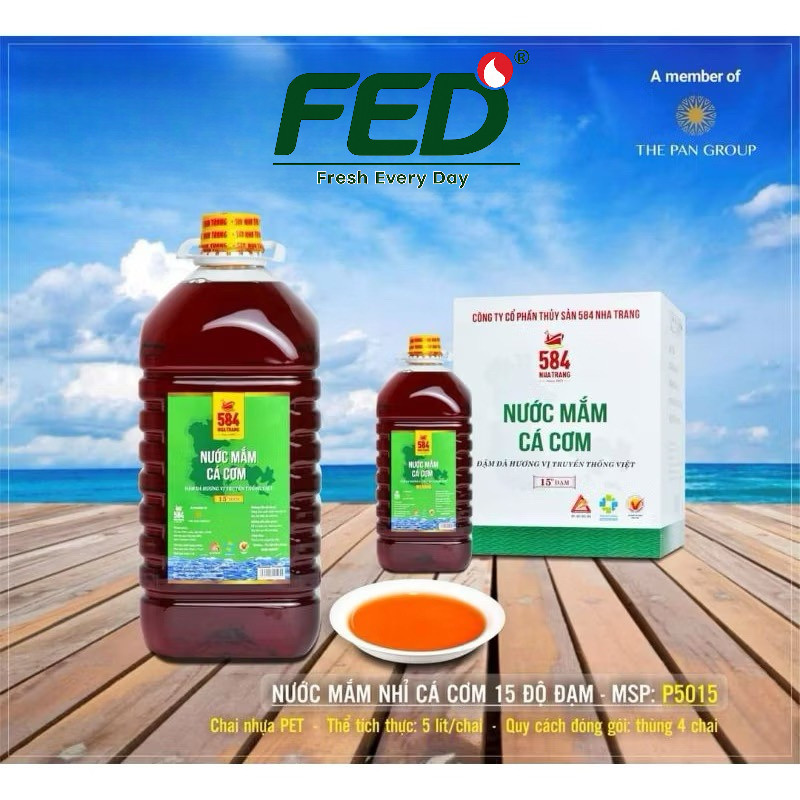 NƯỚC MẮM CÁ CƠM 584 NHA TRANG 15 ĐỘ ĐẠM - 5 LÍT P5015 - FED