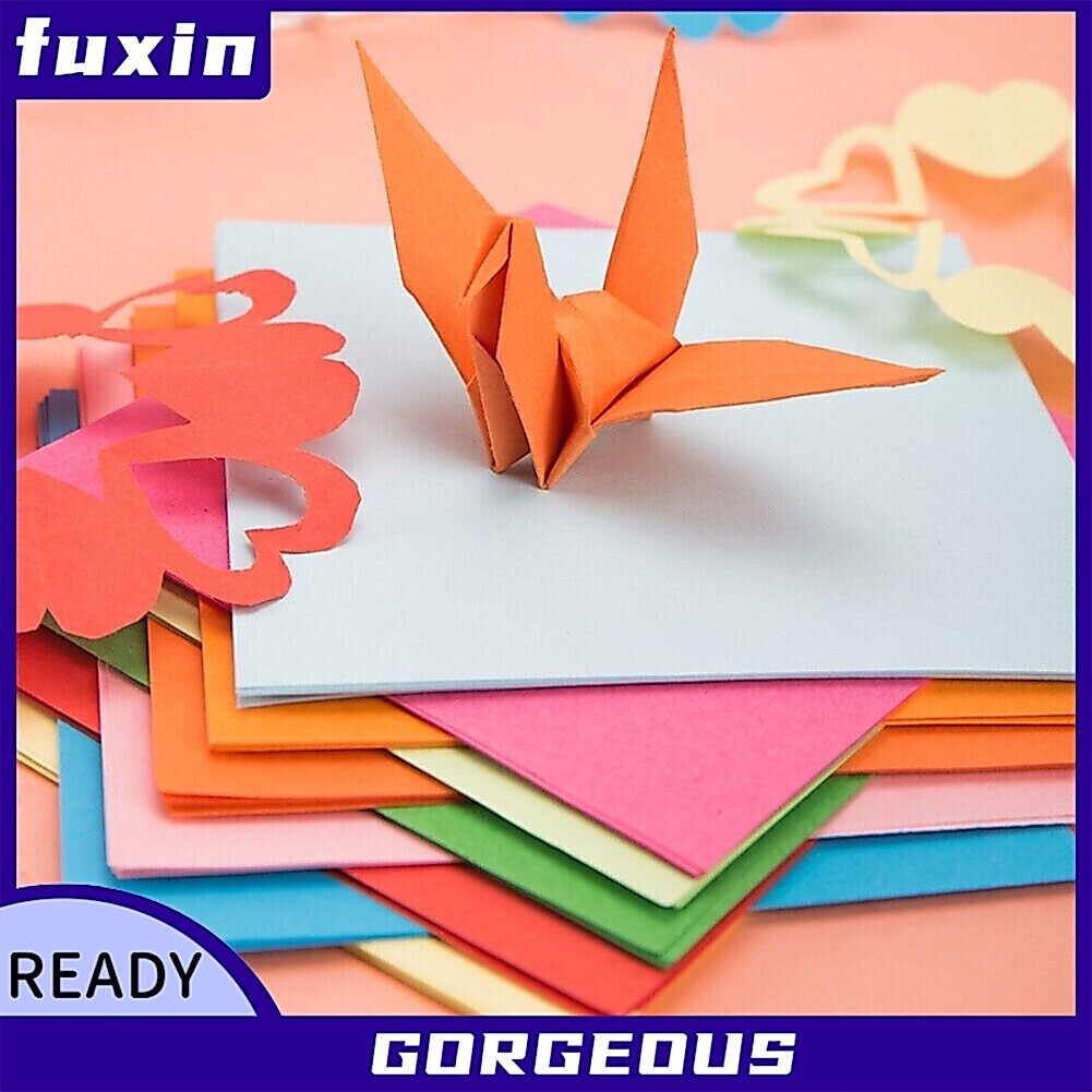 [FUXIN] 100 Giấy Vuông Origami Lớn Giấy Origami 10 Màu Giấy Cắt Tay