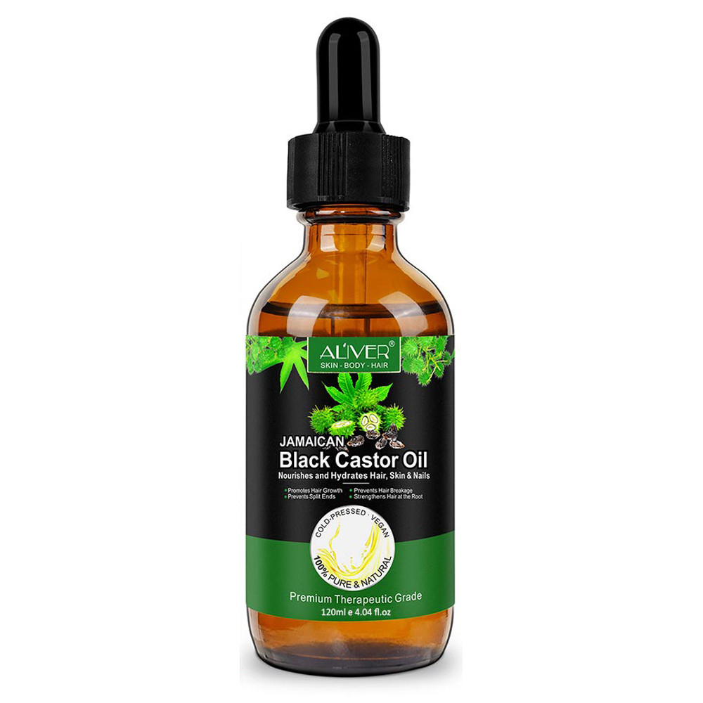 Aliver Jamaican Black Castor Oil Support Eyelash Brow & Hair Growth Natural Moisturizing Oil For Bea