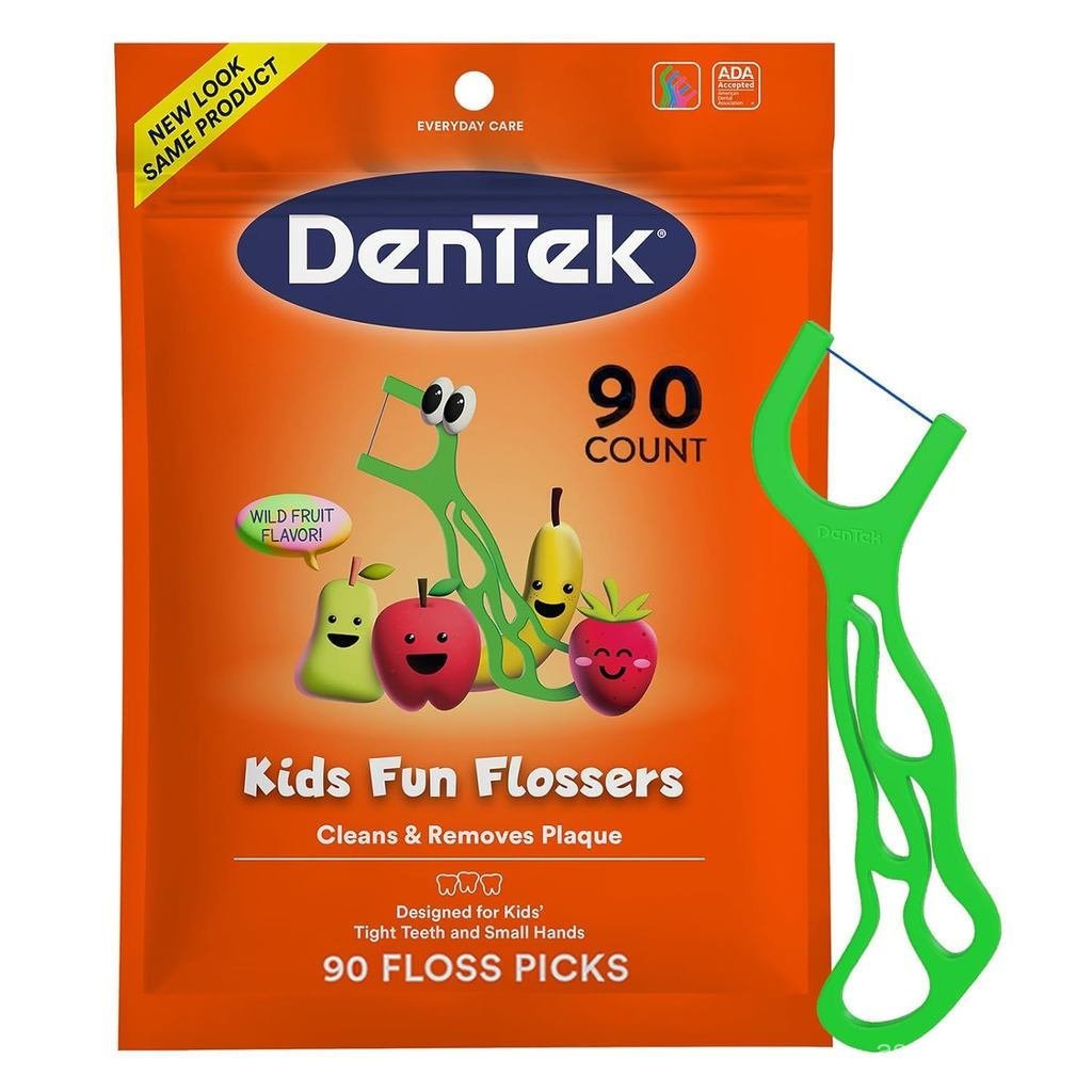 DenTekFun Dental Floss Stick-Children's Dental Floss Stick, Game Fruit Flavor, 90 Sticks Pack