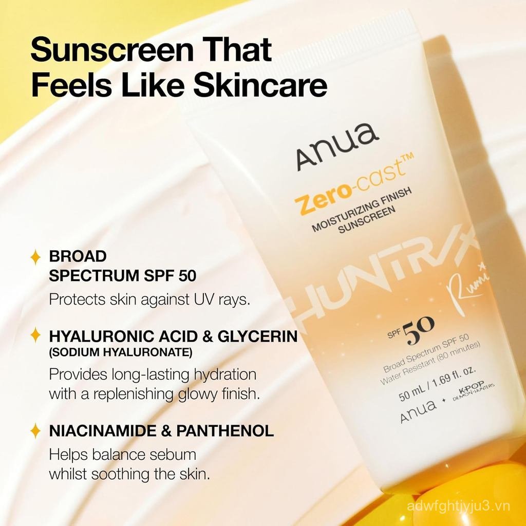 Kem Chống Nắng Dưỡng Ẩm Anua Zero Sense SPF50, Kem Chống Nắng Làm Sáng Da Mặt, Không Dầu, Chứa Axit 