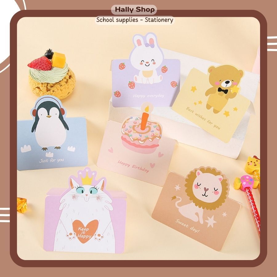 Thiệp Quà Tặng Chúc Mừng Họa Tiết Dễ Thương Cute - Hally Shop