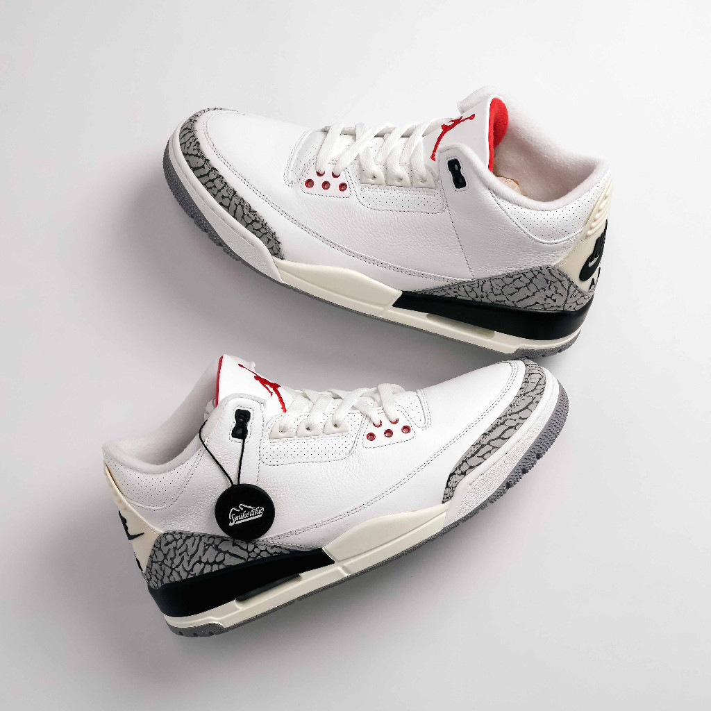 Xi măng trắng cổ điển Air Jordan 3 tái tạo lại nam giới