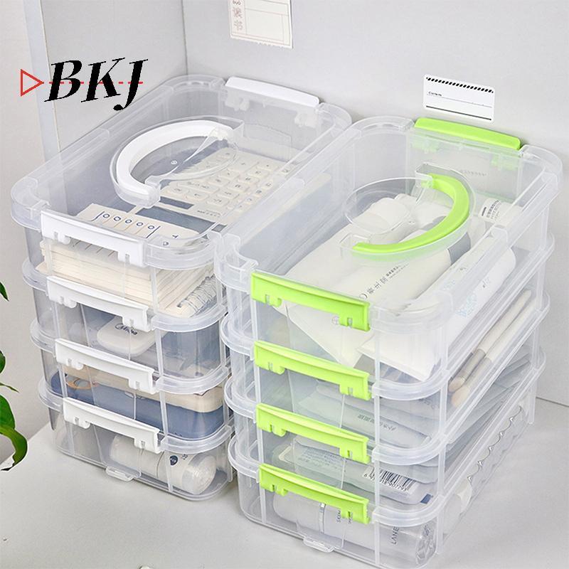 [KJ] Hộp đựng đồ trang điểm bằng nhựa trong suốt 4 lớp, ngăn kéo đựng đồ trang sức [Mới]