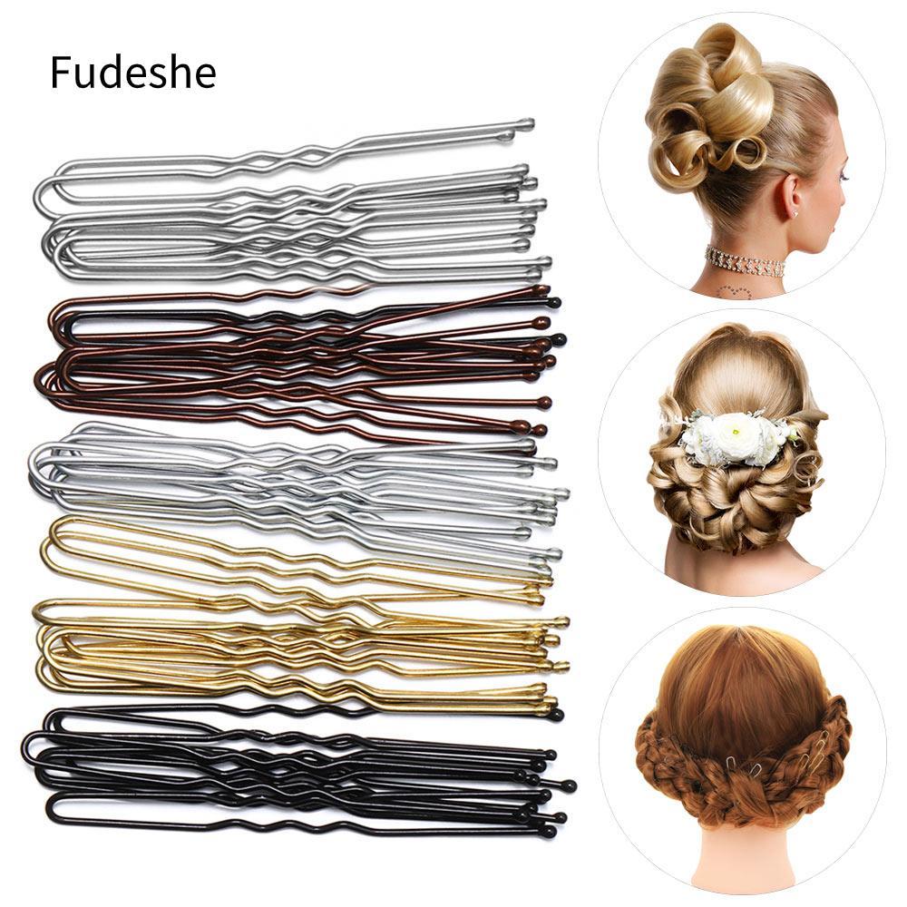 FUDESHE 50 Cái / túi Kẹp Tóc Sóng Đơn Giản Mũ Đội Đầu Kẹp Tóc