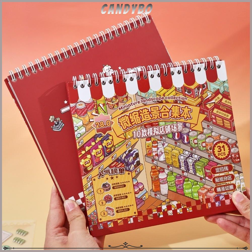 CANDYBO DIY Sticker Book, Store Theme 10 Cảnh Phong Cảnh Sticker Book, Kawaii Design PET Die-cut Thị