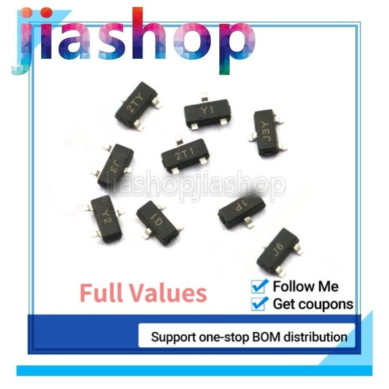 Bộ 50 SMD Transistor S8050 S8550 2N4401 J3Y 2TY SOT-23 NPN PNP mới