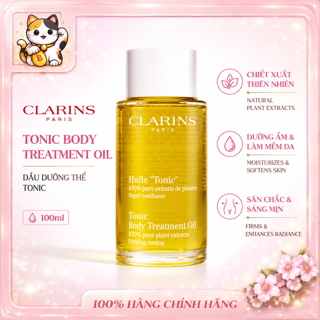 [Chính Hãng]Dầu Body Clarins Tonic Treatment Oil 100ml | Chăm Sóc Da Toàn Thân, Dưỡng Ẩm, Da Mềm Mại