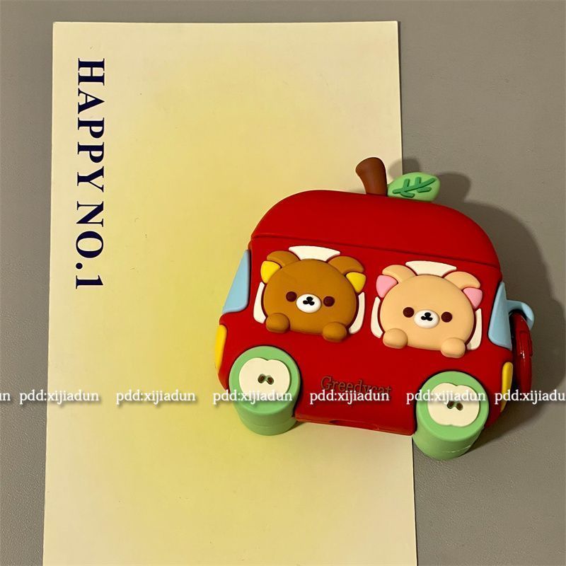 Ins Bear Bus Airpods 4 Vỏ bảo vệ Vỏ bảo vệ thế hệ thứ tư AirpodPro2 Thích hợp cho vỏ tai nghe Apple 