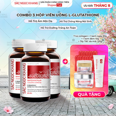 Combo 3 Hộp Viên Uống Sắc Ngọc Khang Dưỡng Trắng Sáng Da Whitening Plus 60 Viên