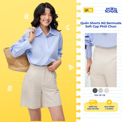 Quần Shorts Nữ Yody Bermuda Soft Cạp Phối Chun Linh Hoạt, Thoải mái TRA WCCS26A004