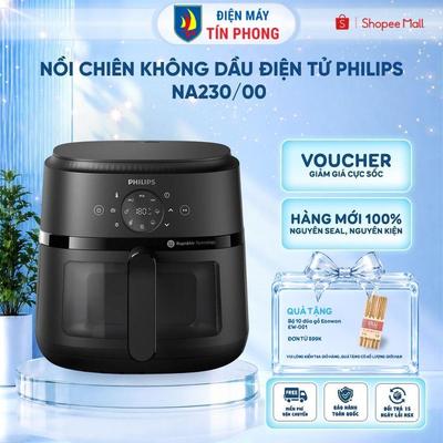 Nồi Chiên Không Dầu Điện Tử Philips NA230/00 6.2 lít |1700W | Cửa Sổ Kính, - Hàng Chính Hãng