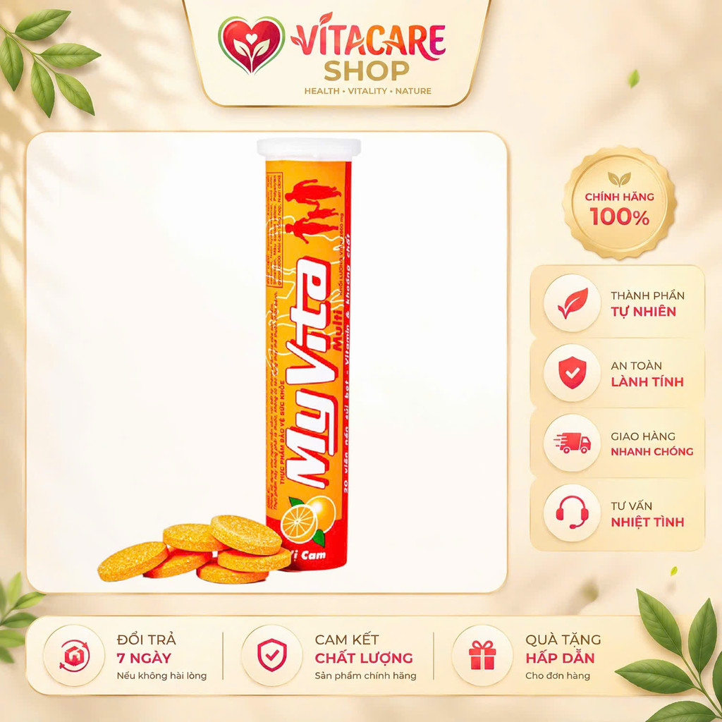 [COMBO 5 TUÝP] VIÊN SỦI VITAMIN C MYVITA MULTI VỊ CAM 20 VIÊN