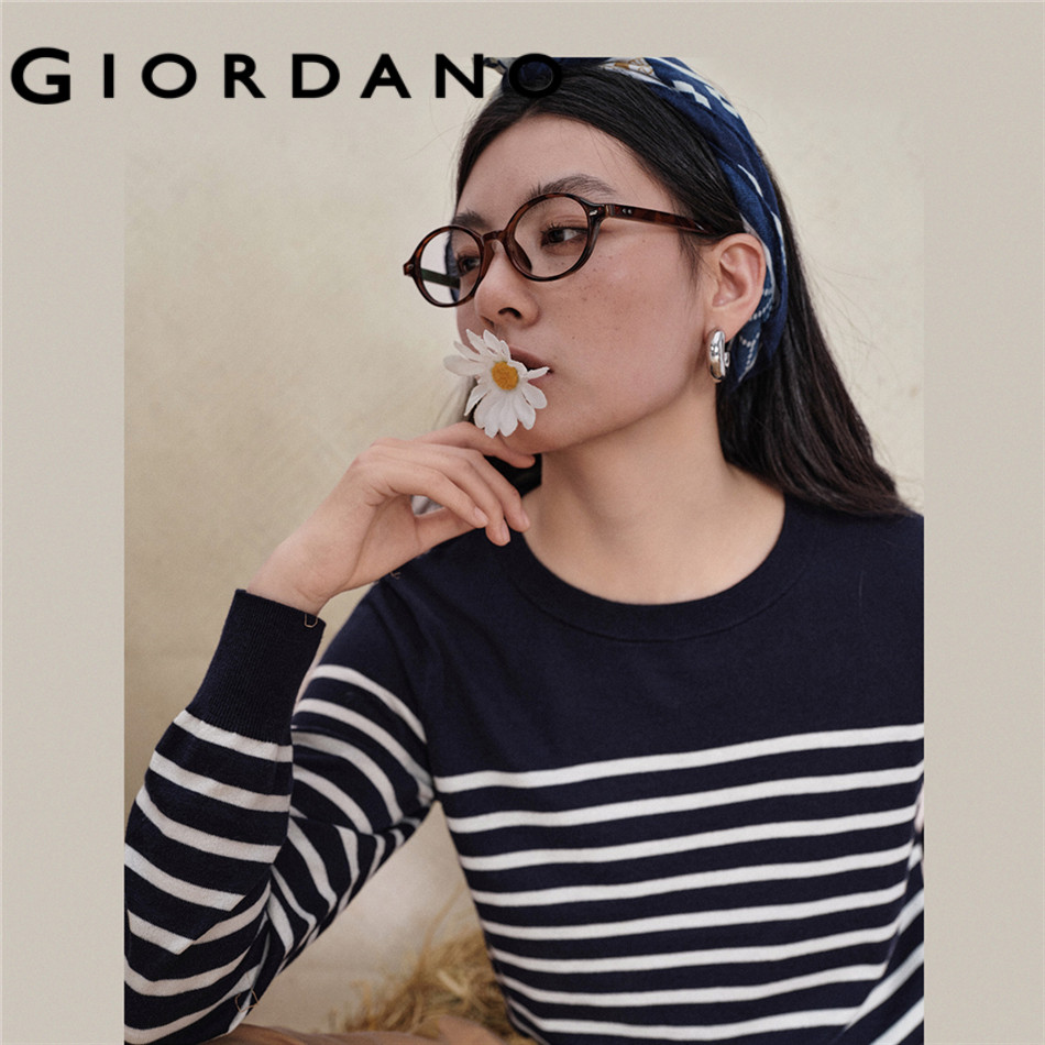 GIORDANO WOMEN Striped crewneck sweater 18356915