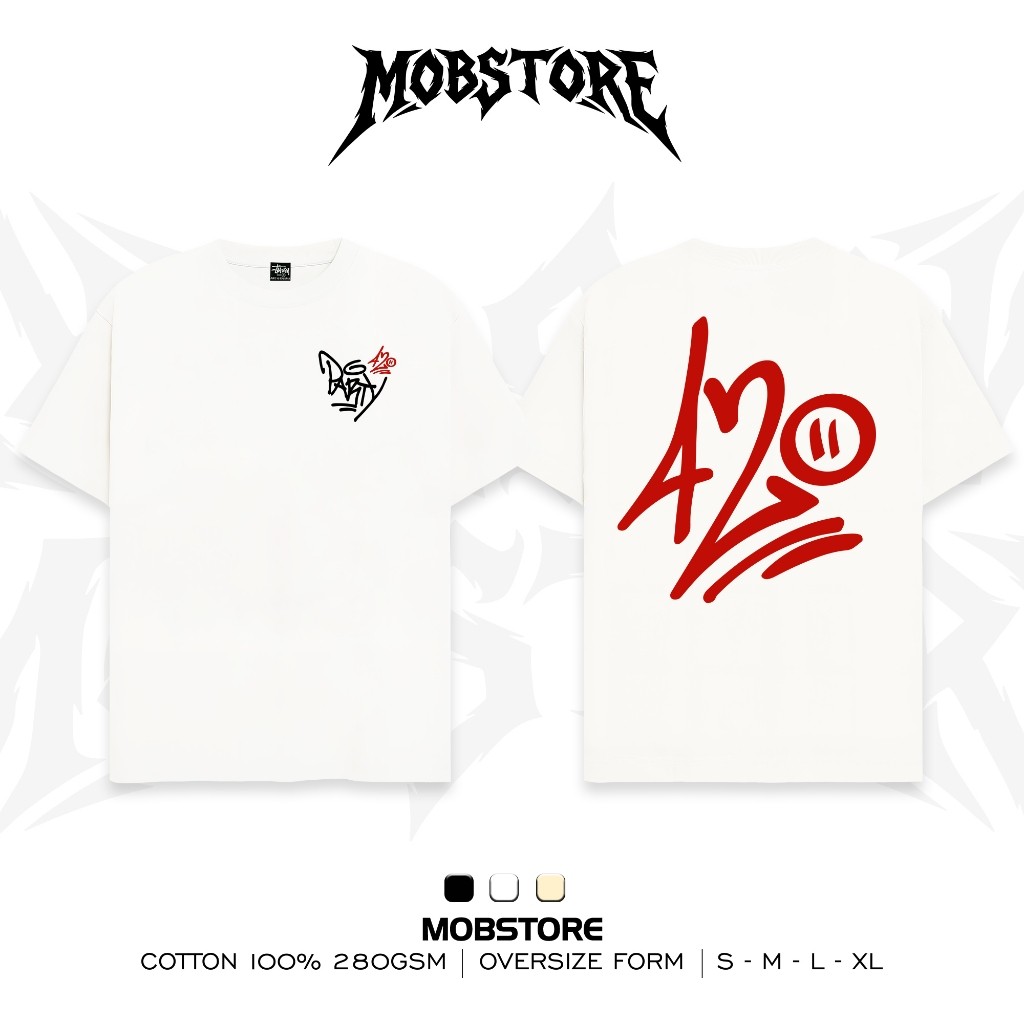 Áo Thun Sờ tu xì 420 Graffiti Red Form Rộng Unisex Cotton Cao Cấp Dày Dặn - MOB STORE