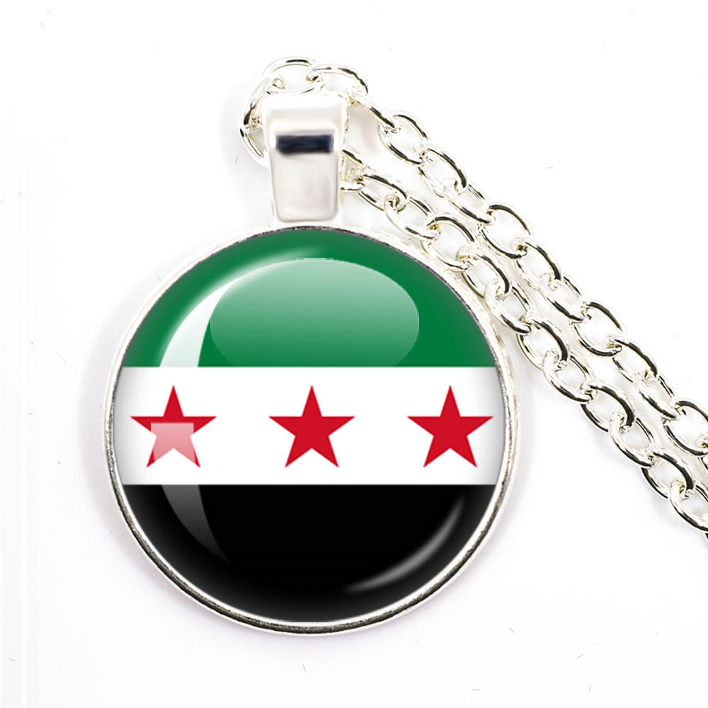 Cờ Syria Thời gian Đá quý Mặt dây chuyền mặt dây chuyền mặt dây chuyền hợp kim