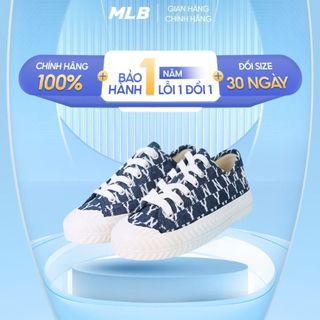 Giày MLB Playball Monogram xanh đậm chính hãng, giày bánh mì MLB logo NY thêu (ODN)
