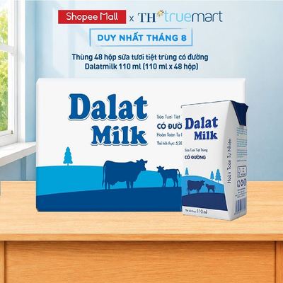 [LIVE STREAM] Thùng 48 hộp sữa tươi tiệt trùng Dalatmilk có đường 110 ml (110 ml x 48)