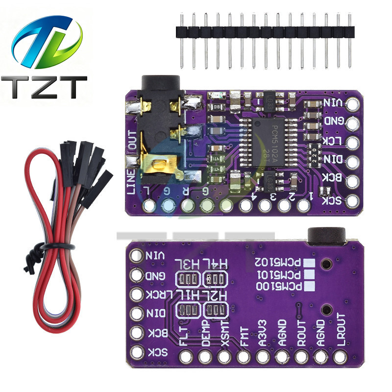 Giao diện GREATZT I2S PCM5102A Bộ giải mã DAC GY-PCM5102 Mô-đun máy nghe nhạc I2S cho bảng định dạng
