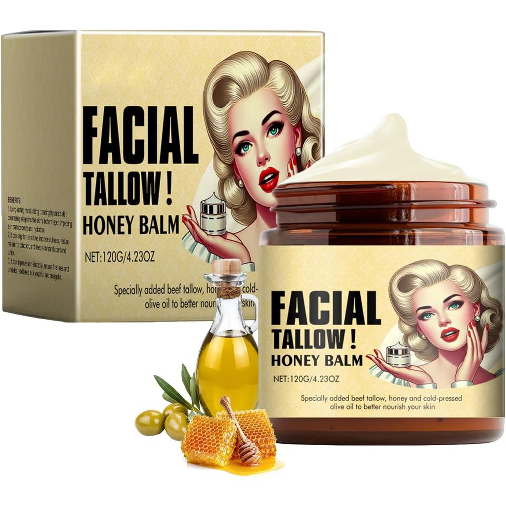 Pure Tallow Balm, 120g Beef Tallow Skin Care, 100% Natural Tallow and Honey Balm,Organic Wrinkle Def