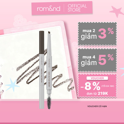 [Rom&nd] Chì kẻ mày ngang cho chân mày sắc nét, lâu trôi Hàn Quốc Romand Han All Flat Brow - Han All Line 0.17g