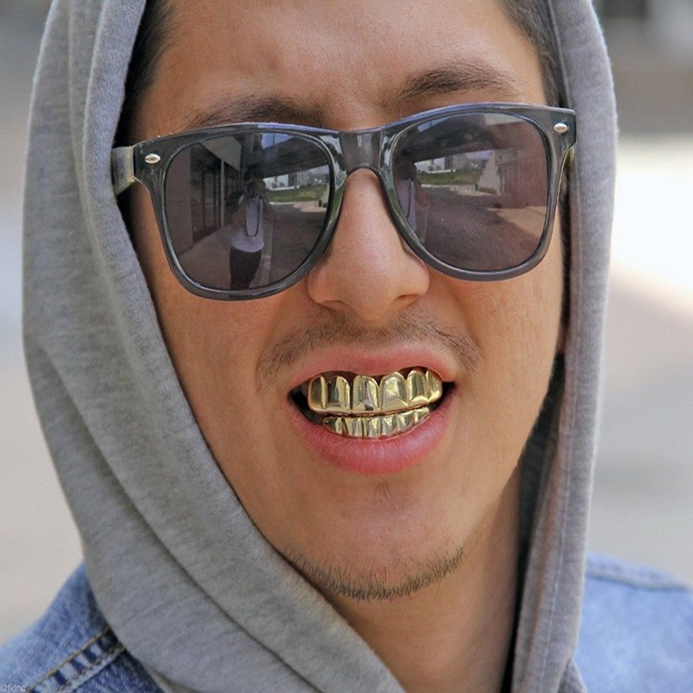 Răng Châu Âu Mỹ Hip-Hop Vàng Răng Bán Chạy Niềng Răng Vàng Thời Trang Răng Grillz HIPHOP Phụ Kiện