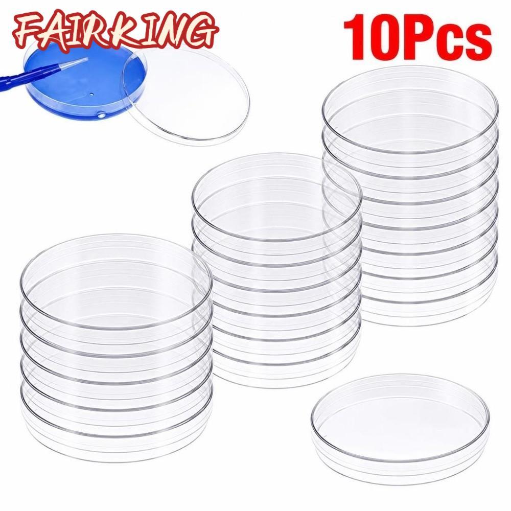 FAIR KING 10 Cái / bộ Đĩa Petri dùng một lần, 35 / 60 / 70 / 90 / 100 / 120 / 150mm Đĩa Petri dùng m