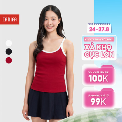 Áo hai dây nữ dáng ôm body co giãn mềm mại, áo tank top nữ basic CANIFA 6TA26S002