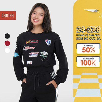 Áo nỉ nữ dáng ngắn CANIFA có hình in 6TW25W005