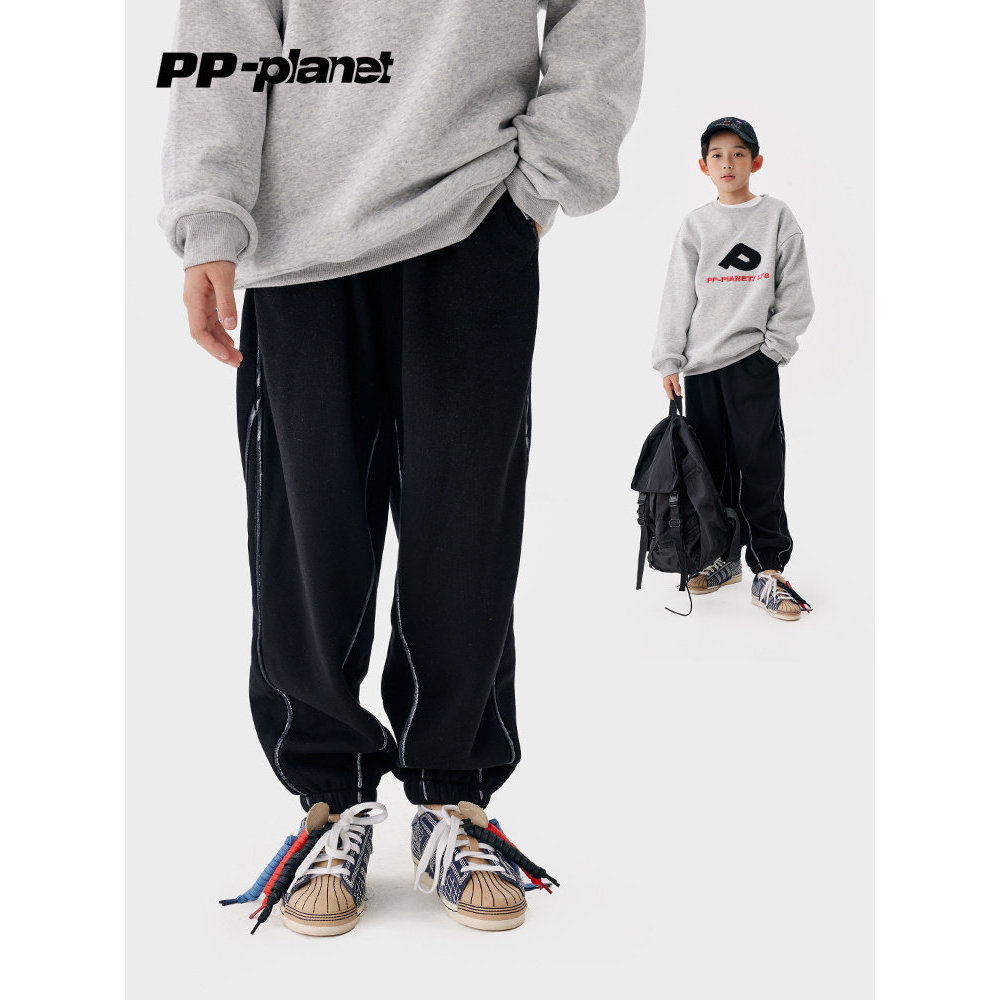 PP Planet Boys 'Fleece-Fleece-Fleece Quần Thường Ngày Trẻ Em Quần Mùa Đông Trung Lớn Trẻ Em All-Ma