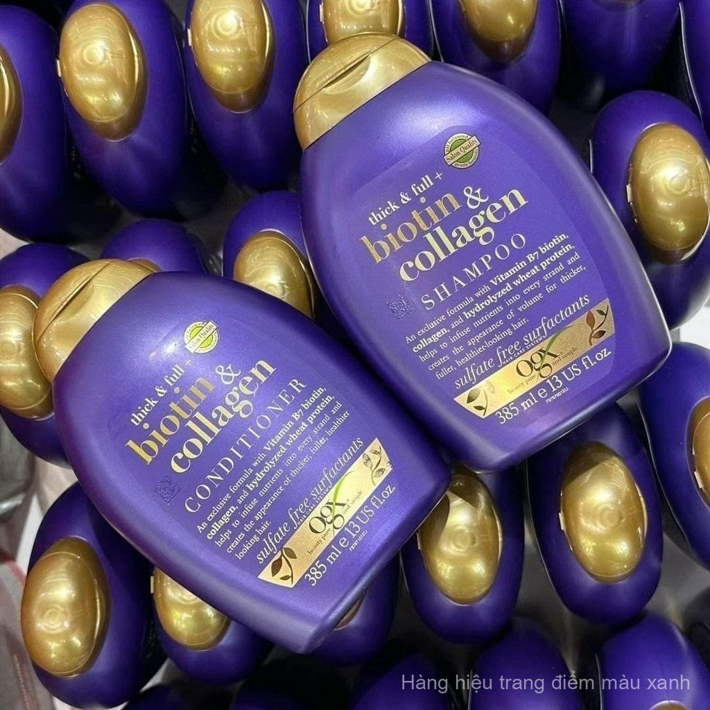 OGX Biotin Collagen Dầu Gội Mạnh Dầu Argan Dầu Gội Keratin Dầu Gội Sửa Chữa Nuôi Dưỡng Mềm Lông Tơ