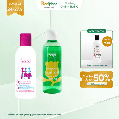 Combo Dung Dịch Vệ Sinh Gel Intimate ZIAJA Làm Sạch,Cân Bằng Độ pH 200ml Và Sữa Rửa Mặt Nuno Không Gây Kích Ứng 200ML