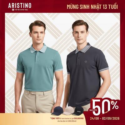 Áo polo ngắn tay ARISTINO phom Regular fit suông nhẹ, chất cotton mềm mại, thoáng khí - APS166S3EC